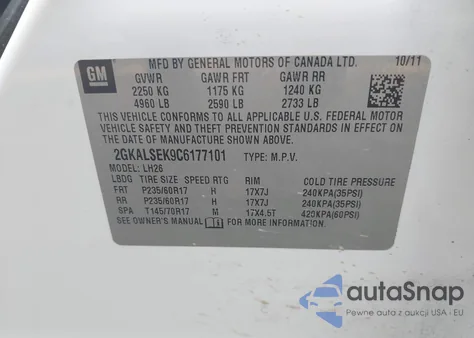 2012 GMC Terrain Sle-2 from USA, damaged, VIN 2GKALSEK9C6177101